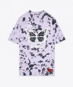Sree Santhosh Tie Dye Butterfly Logo T-Shirt Dress (Violet/Black) Best Selling